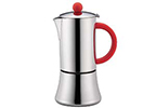 Cilio Stainless Steel & Red Tiziano 6 Cup Stove Top Espresso Pot