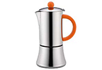Cilio Stainless Steel & Orange Tiziano 6 Cup Stove Top Espresso Pot