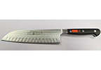 TopGourmet 7in Forged Santoku Knife with Granton Fluted Edge & Riveted Handle