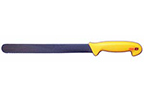 Gustav 10in Serrated Carver with Yellow Moulded Handle