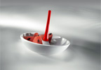 Mebel Entity 1 White Olive Bowl with Red Stem 14 x 14 x 11cm