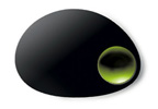 Mebel Entity 13 Black Oval Plate 30 x 21.5 x 1.6cm with Green Dip Bowl 9 x 12 x 1.8cm