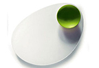 Mebel White Entity 13 Oval Plate & Green Dip Bowl