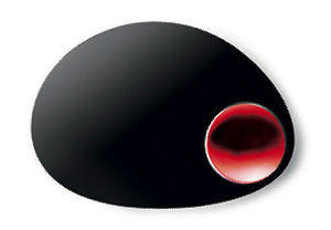 Mebel Entity 13 Black Oval Plate 30 x 21.5 x 1.6cm with Red Dip Bowl 9 x 12 x 1.8cm MBEN13RDB