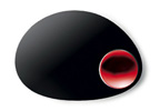 Mebel Entity 13 Black Oval Plate 30 x 21.5 x 1.6cm with Red Dip Bowl 9 x 12 x 1.8cm