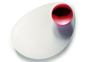 Mebel White Entity 13 Oval Plate & Red Dip Bowl MBEN13RD