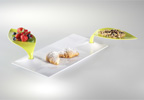 Mebel Entity 24D White Breakfast Plate 35.5 x 17.8cm with Green Mini Plate