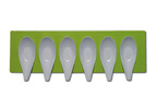 Mebel Green Entity 16D White Tasting Spoons x 6 on Rectangular Tray 32 x 10 x 2.3cm