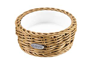 Saleen Beige 10.5cm Round Basket with Porcelain Bowl SAB1002041