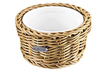 Saleen Beige 11cm Round Basket with Porcelain Bowl