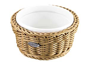 Saleen Beige 13cm Round Basket with Porcelain Bowl SAB1006041
