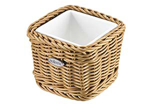 Saleen Beige 9.5cm Square Basket with Porcelain Bowl SAB1008041