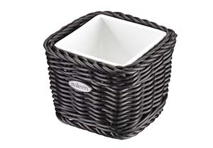 Saleen Black 9.5cm Square Basket with Porcelain Bowl SAB1008191