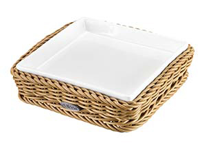 Saleen Beige 15.5cm Square Basket with Porcelain Bowl SAB1010041