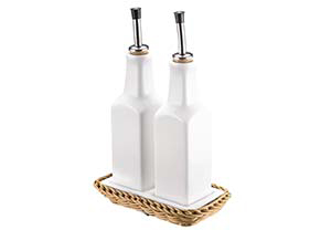 Saleen Beige Oil & Vinegar Bottles with Basket SAB1024041